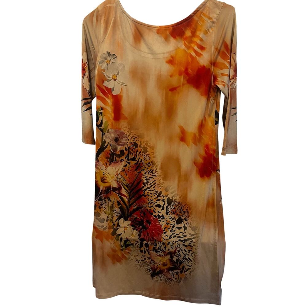 Fresh of LA Vintage Y2K Floral & Animal Print 3/4 Sleeve Midi Dress